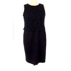 NEW NWT TALBOTS Black Knit Sleeveless Knee Length Crochet Upper Sheath Dress 10